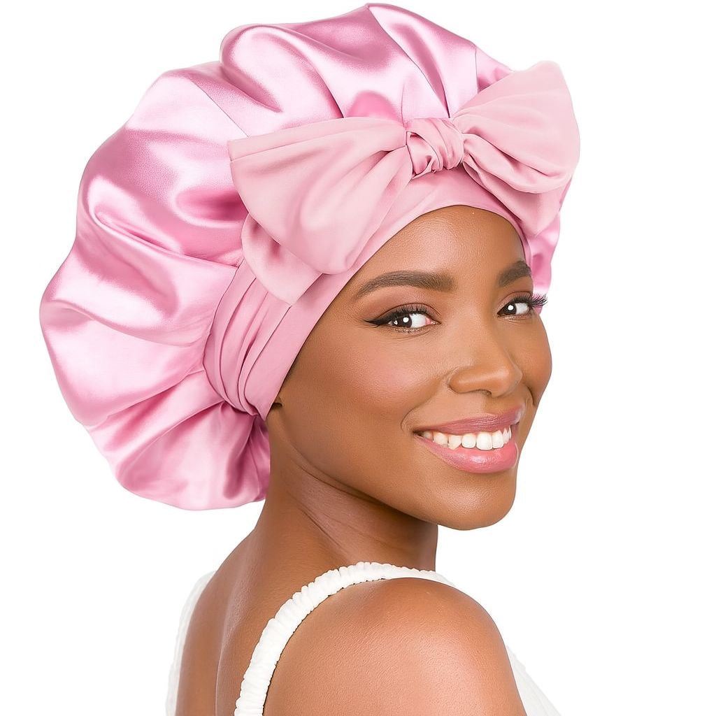 PINK DOUBLE LAYER SATIN BONNET