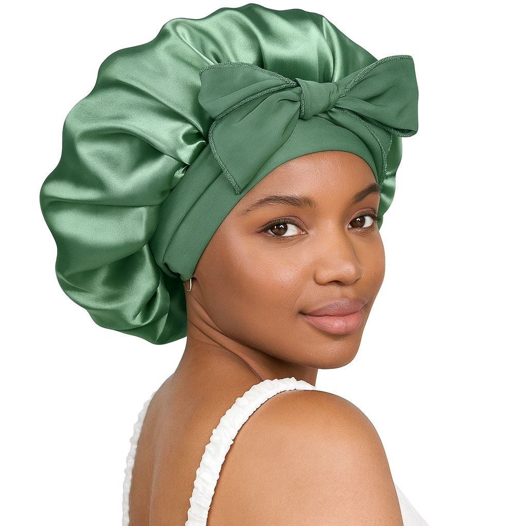 Sage Green Double Layer Satin Bonnet