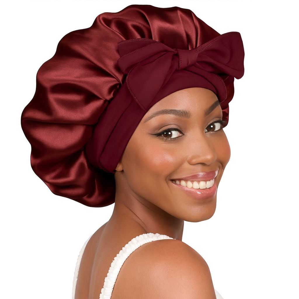 Maroon Double Layer Satin Bonnet