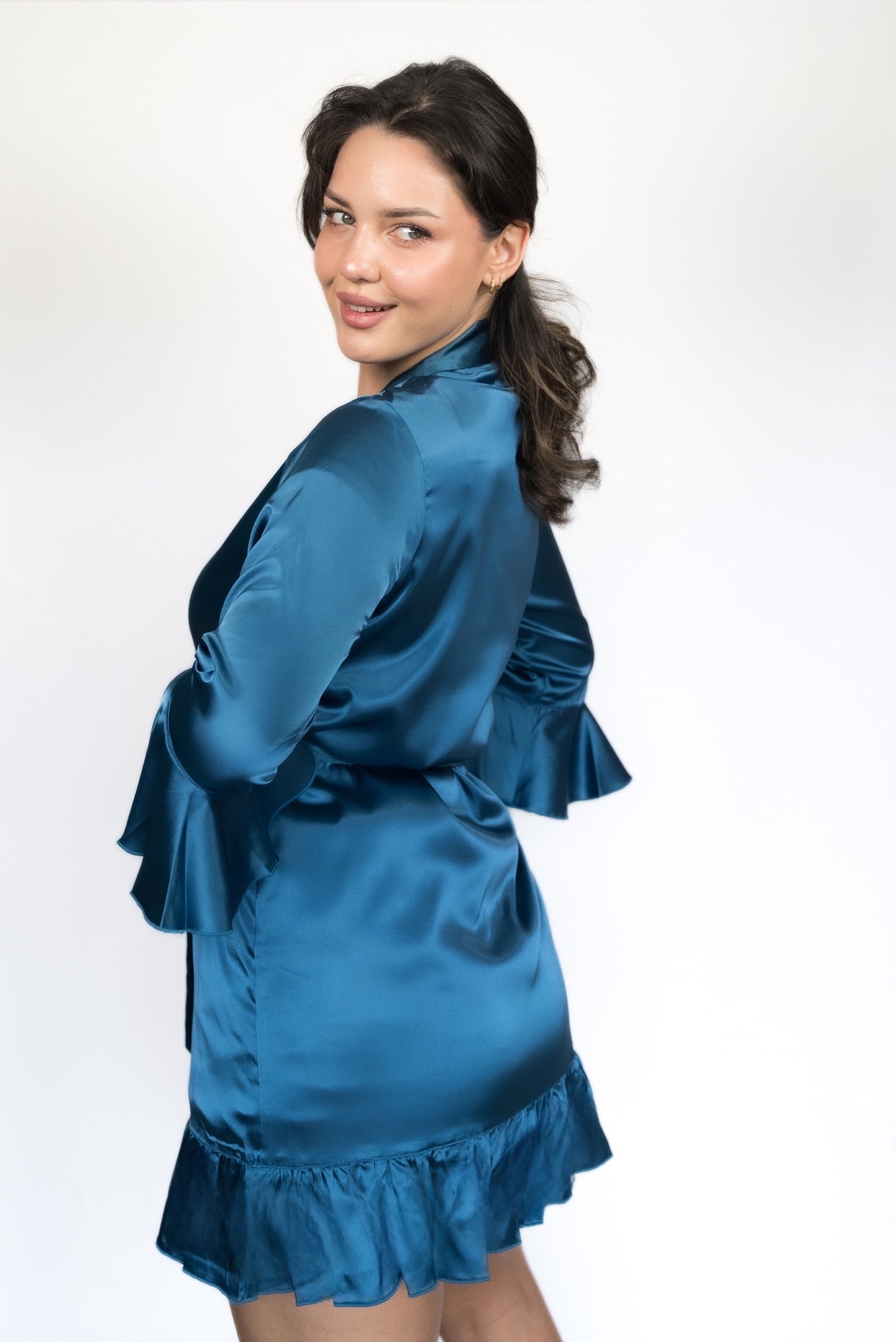 BLUE RUFFLE ROBE
