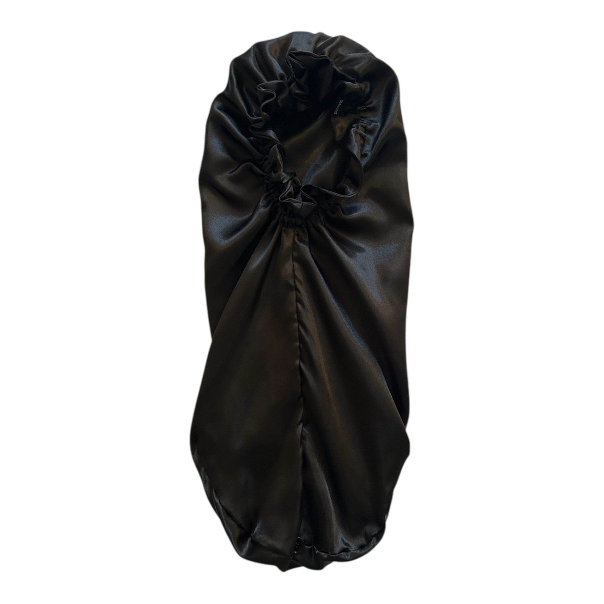 BLACK LONG BRAID SATIN BONNET DOUBLE LAYER