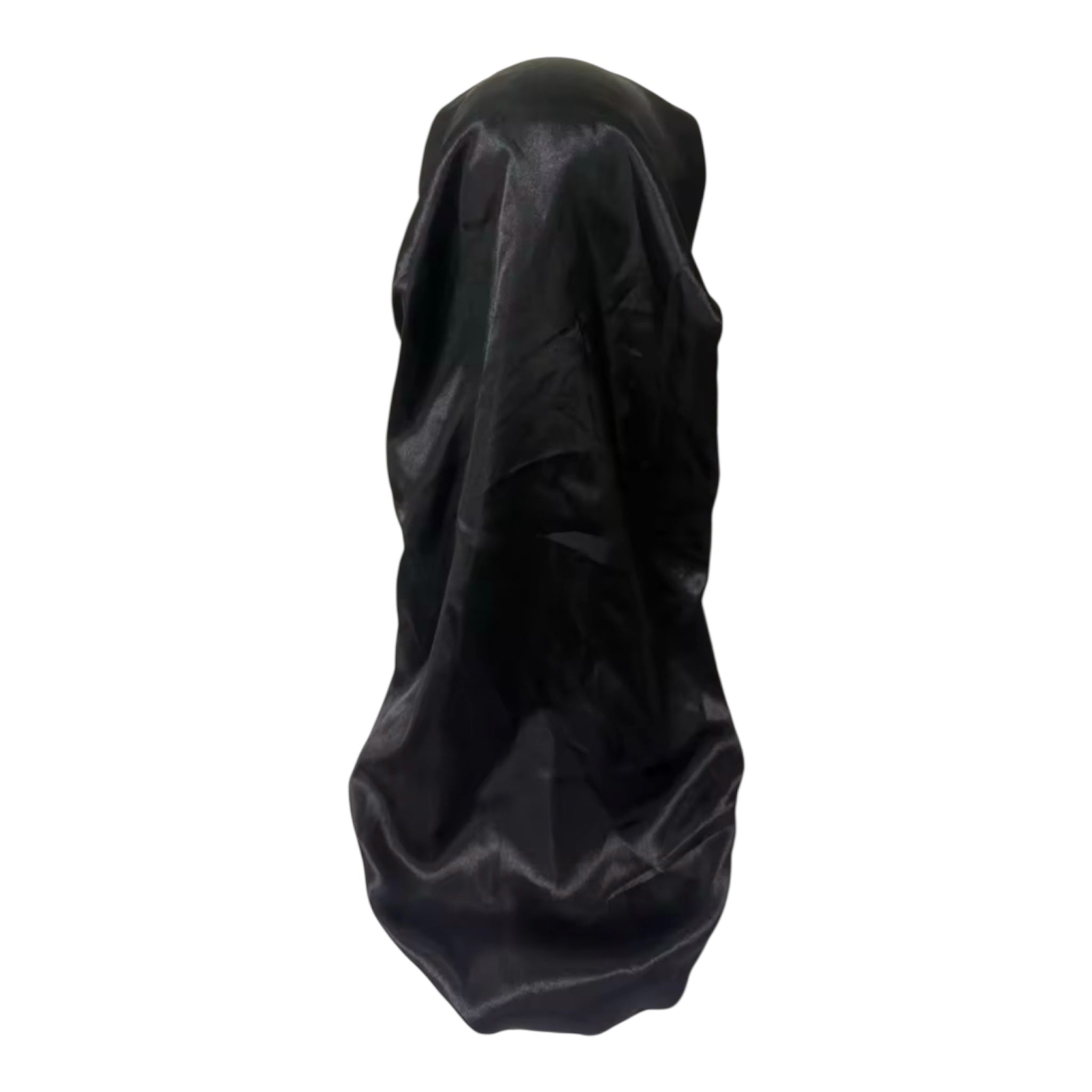 BLACK LONG BRAID SATIN BONNET DOUBLE LAYER