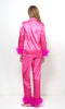 HOT PINK OSTRICH FEATHER PJ SET